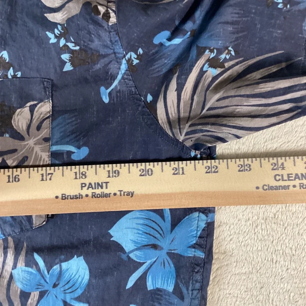 Billabong Mens XL Blue Tropical Floral Palm Leaf‎ Short Sleeve Button Down Shirt